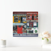 Dingle Pubs Collage, Irish Clock. Irland Quadratische Wanduhr (Zuhause)