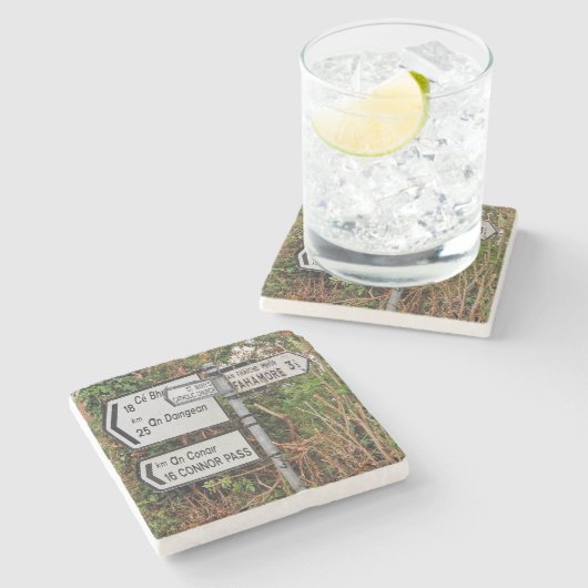 Dingle-Verkehrsschild-Marmor-Untersetzer Steinuntersetzer (Seitenansicht)