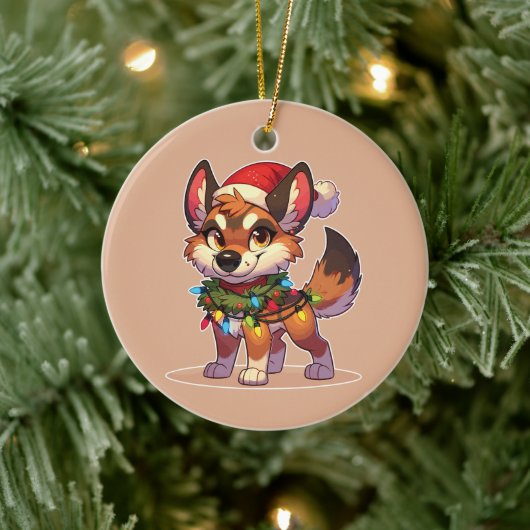 Dingo Frohe Weihnachts-Wintertiere Niedlich Dingos Keramik Ornament (Baum)