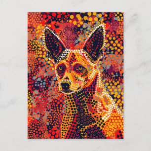 Dingo in Aborigine Dot Art Style Postkarte