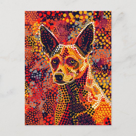 Dingo in Aborigine Dot Art Style Postkarte (Vorderseite)