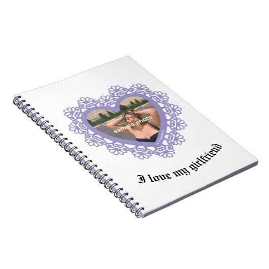 Dingus Heart Lace Frame Spiral Foto Notebook Notizblock (Rechte Seite)