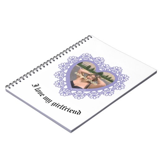 Dingus Heart Lace Frame Spiral Foto Notebook Notizblock (Linke Seite)