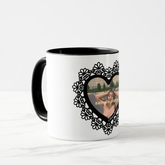 Dingus Heart Lace Frame Tasse (Vorderseite Links)