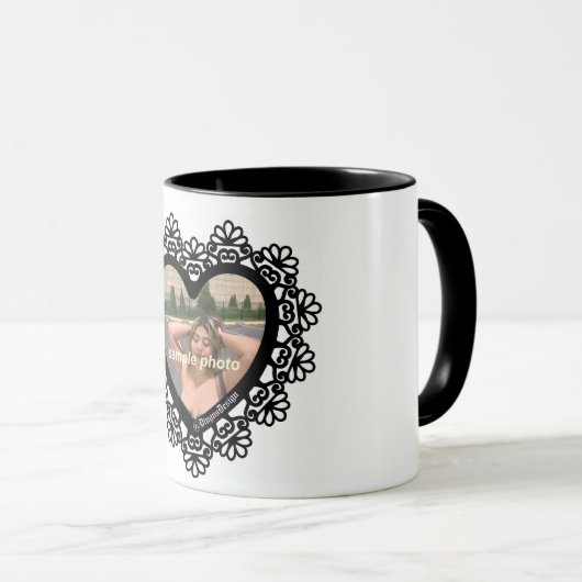 Dingus Heart Lace Frame Tasse (VorderseiteRechts)