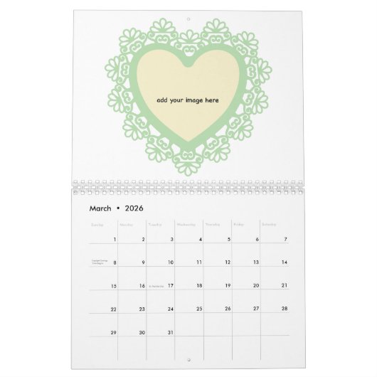 Dingus Herz und Spitzen farbenfroh Kalender (Mär 2026)