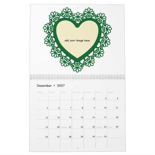 Dingus Herz und Spitzen farbenfroh Kalender (Dez 2027)