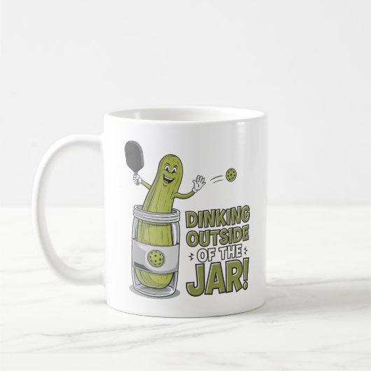 Dinieren außerhalb des Jar! 🥒 🏓 Pickleball Pickl Kaffeetasse (Links)