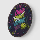 Dink Dink Dink Pickleball Retro Neon Große Wanduhr (Winkel)