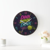 Dink Dink Dink Pickleball Retro Neon Große Wanduhr (Zuhause)