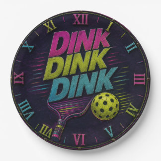 Dink Dink Dink Pickleball Retro Neon Pappteller