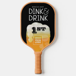 Dink & Drink Tournament Award mit Sponsor Logo Pickleball Schläger