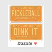 Dink It Pickleball Fan -Retro FL License Plate 2pc Aufkleber (Blatt)