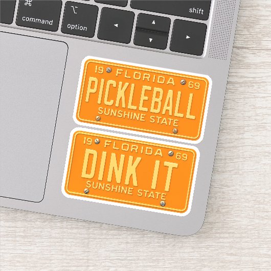 Dink It Pickleball Fan -Retro FL License Plate 2pc Aufkleber (Detail)