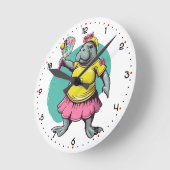 Dink Like a Lady Pickleball Runde Wanduhr (Winkel)