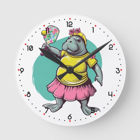 Dink Like a Lady Pickleball  Runde Wanduhr (Vorderseite)