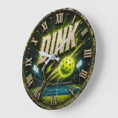 Dink Neon Pickleball Player Gift Große Wanduhr (Winkel)