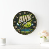 Dink Neon Pickleball Player Gift Große Wanduhr (Zuhause)