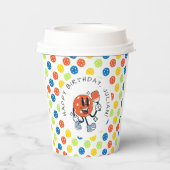 Dink Pickleball Party Sports Cartoon Mascot Paddel Pappbecher (Rückseite)