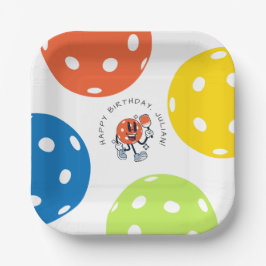 Dink Pickleball Party Sports Cartoon Mascot Paddel Pappteller