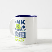 Dink Responsibly Don't Get Smashed Pickleball Zweifarbige Tasse (Vorderseite Links)