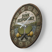 Dink Responsibly Pickleball Paddle Große Wanduhr (Winkel)