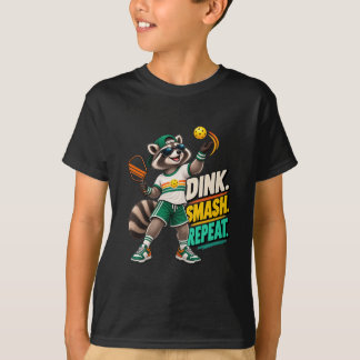 Dink Smash Repeat Waschbär Pickleball Kinder T-Shi T-Shirt