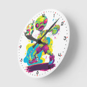 Dinkin' with the Aliens Pickleball Runde Wanduhr (Winkel)