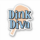 Dinking Diva Pickleball Paddle Orange und Blue Aufkleber (Vorderseite)