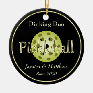 Dinking Duo Couple Pickleball Ball Keramik Ornament