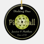 Dinking Duo Couple Pickleball Ball Keramik Ornament (Hinten)