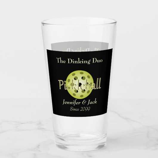 Dinking Duo oder Typ Pickleball Pint Beer Glas (Vorderseite)