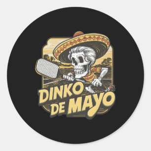 Dinko De Mayo Funny Picklebyll Cinco De Mayo Skele Runder Aufkleber