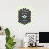 Dinks and Drinks Green & Blue Pickleball Willkomme Poster (Heimbüro)