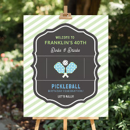 Dinks and Drinks Green & Blue Pickleball Willkomme Poster