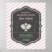 Dinks and Drinks Pink & Green Pickleball Willkomme Poster (Vorne)