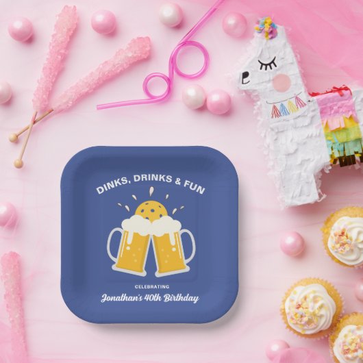 Dinks & Drinks Bier Tasse jubeln Pickleball Pappteller (Party)