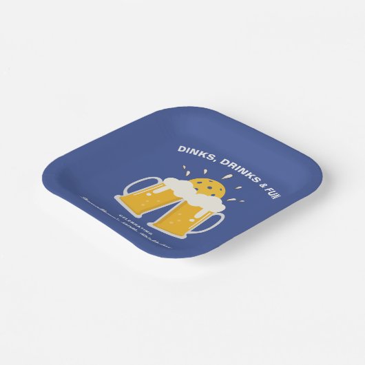 Dinks & Drinks Bier Tasse jubeln Pickleball Pappteller (Gewinkelt)