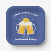 Dinks & Drinks Bier Tasse jubeln Pickleball Pappteller (Vorderseite)