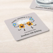 Dinks & Drinks Cartoon Bier Tasse Custom Picklebal Rechteckiger Pappuntersetzer (angewinkelt)