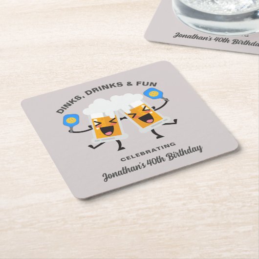 Dinks & Drinks Cartoon Bier Tasse Custom Picklebal Rechteckiger Pappuntersetzer (angewinkelt)