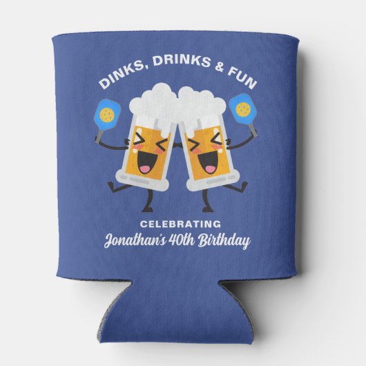 Dinks & Drinks Funny Cartoon Bier Tasse Pickleball Dosenkühler (Rückseite)