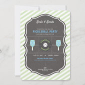Dinks und Drinks Green & Blue Pickleball Geburtsta Einladung (Vorderseite)