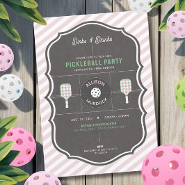 Dinks und Drinks Pinke Pickleball-Party Geburtstag Einladung
