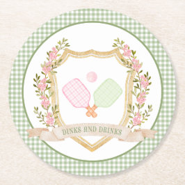 Dinks und Getränke| Preppy Pickle Ball Runder Pappuntersetzer