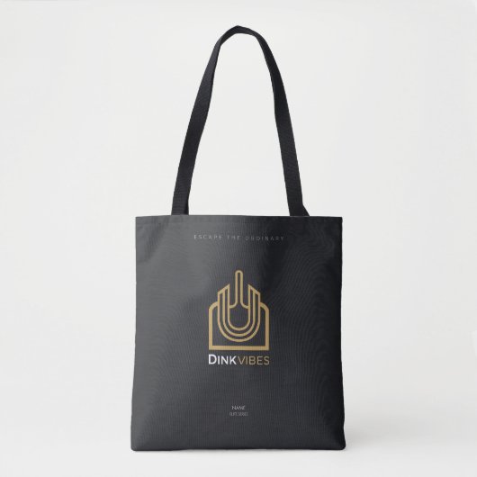 DinkVibes Minimalist Elite Series Black Cotton Tot Tasche (Vorderseite)