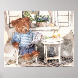 Dinky Bärn-Aquarell - Lesebär Poster