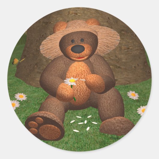 Dinky Bear in Liebe Runder Aufkleber (Vorderseite)