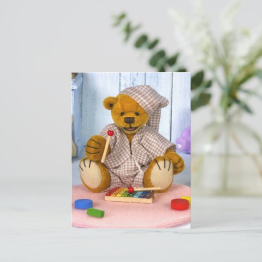 Dinky Bear mit Xylophone Postkarte (Stehend Vorderseite)