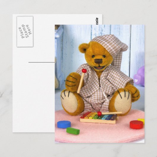 Dinky Bear mit Xylophone Postkarte (Vorne/Hinten)